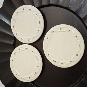 Longaberger Pottery Vintage Woven Traditions 3 1/2" Coasters.